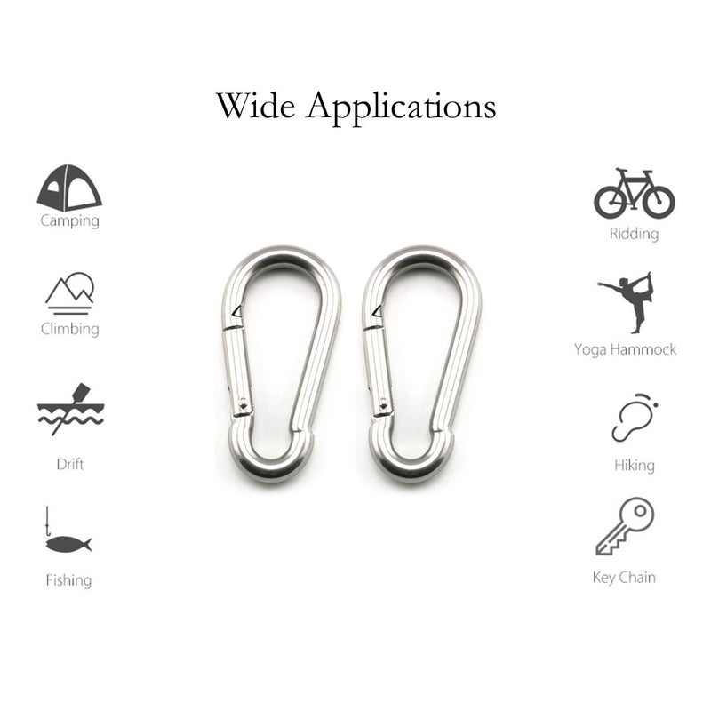 Lind Kitchen 2-Pack M6 Ceiling & Wall Mount Hanging Hardware Fitting Set 304 Stainless Steel Heavy Duty Oval Pad Eye Hook Plate + Snap Hook for Yoga Hammock Swing Marine Boat Accessories - Image 4